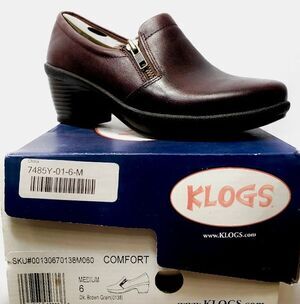 Klogs Comfort Leather Professional Slip Resistant 36 Shoes Zip Block Heel